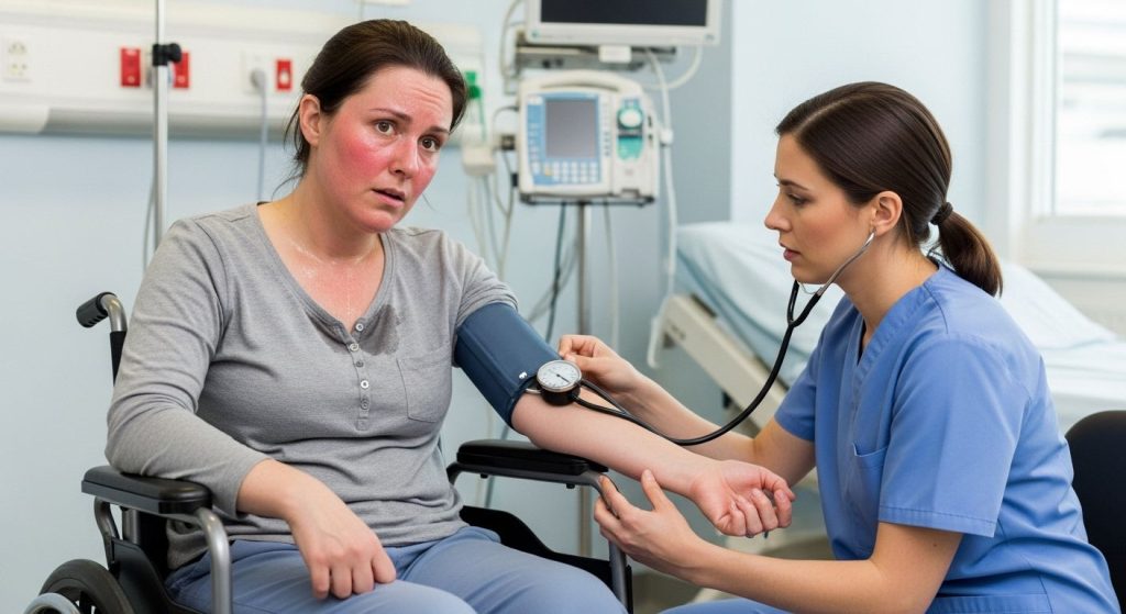 woman with sci facing autonomic dysreflexia
